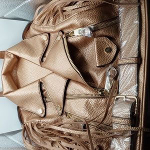 Great Gift!! Brand new copper colored vegan leather Jacket Backpack 🔥🔥🔥
